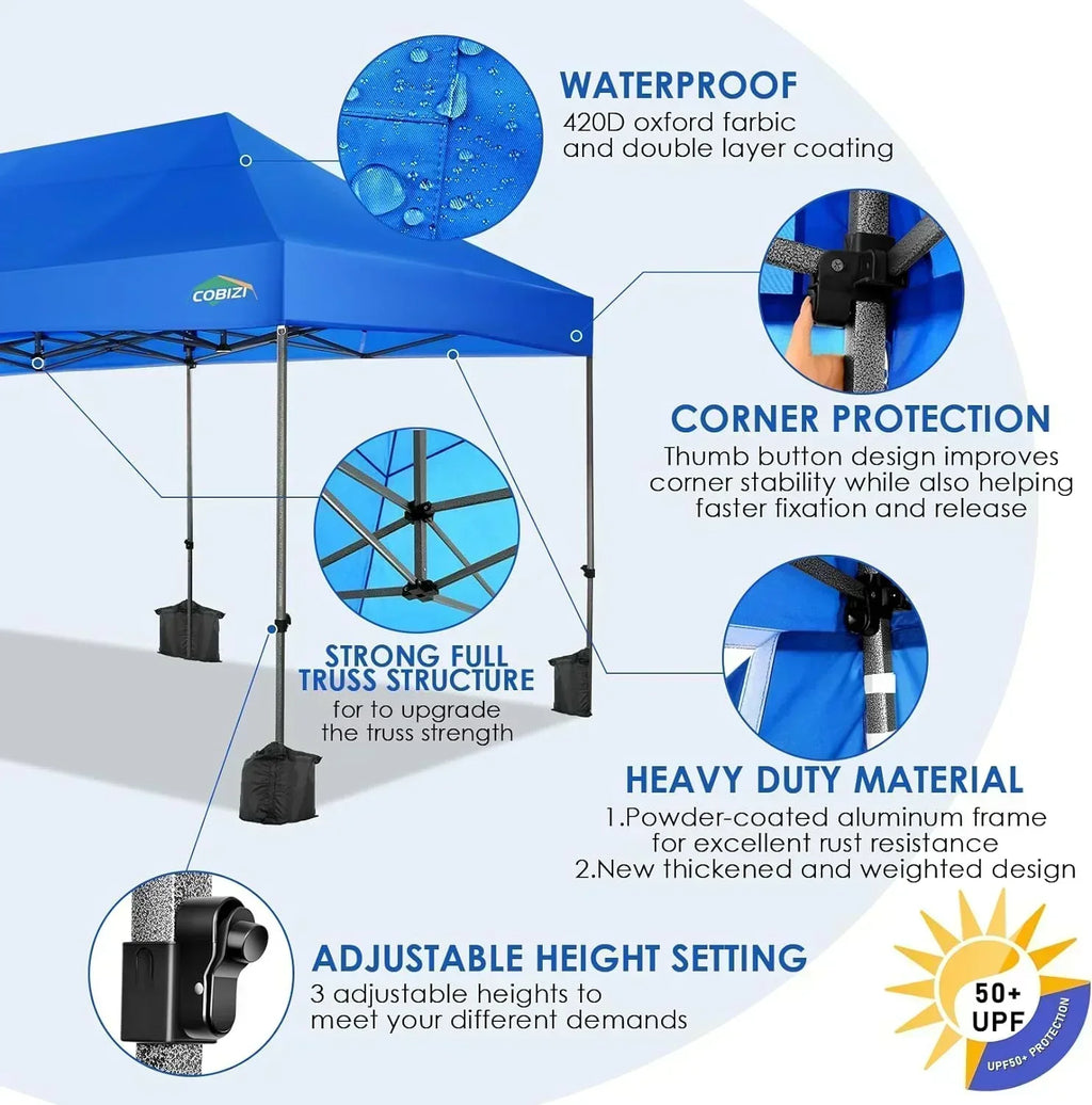 COBIZI 10x20 Heavy Duty Pop up Canopy Tent 6 sidewalls Commercial Canopy Wedding Party Tents